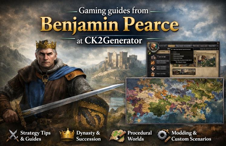 Gaming guides from Benjamin Pearce at CK2Generator explaining Crusader Kings II strategy mechanics