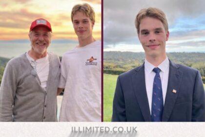 Jasper Breckenridge Johnson with his father Don Johnson at a basketball game